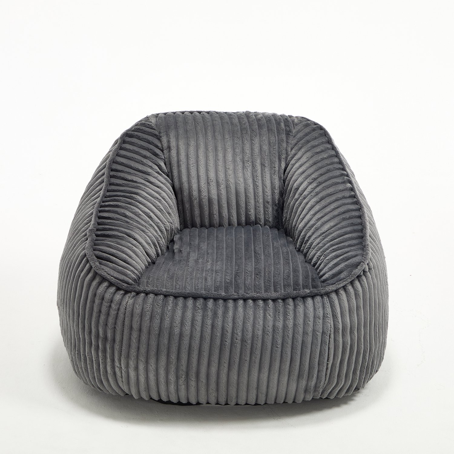 MUVANO Zitzakstoel met traagschuim - Ribfluwelen zitzakstoel - Donkergrijze zitzak - 98 x 92 x 73 cm - Met rugleuning voor woonkamer en slaapkamer donkergrijs
