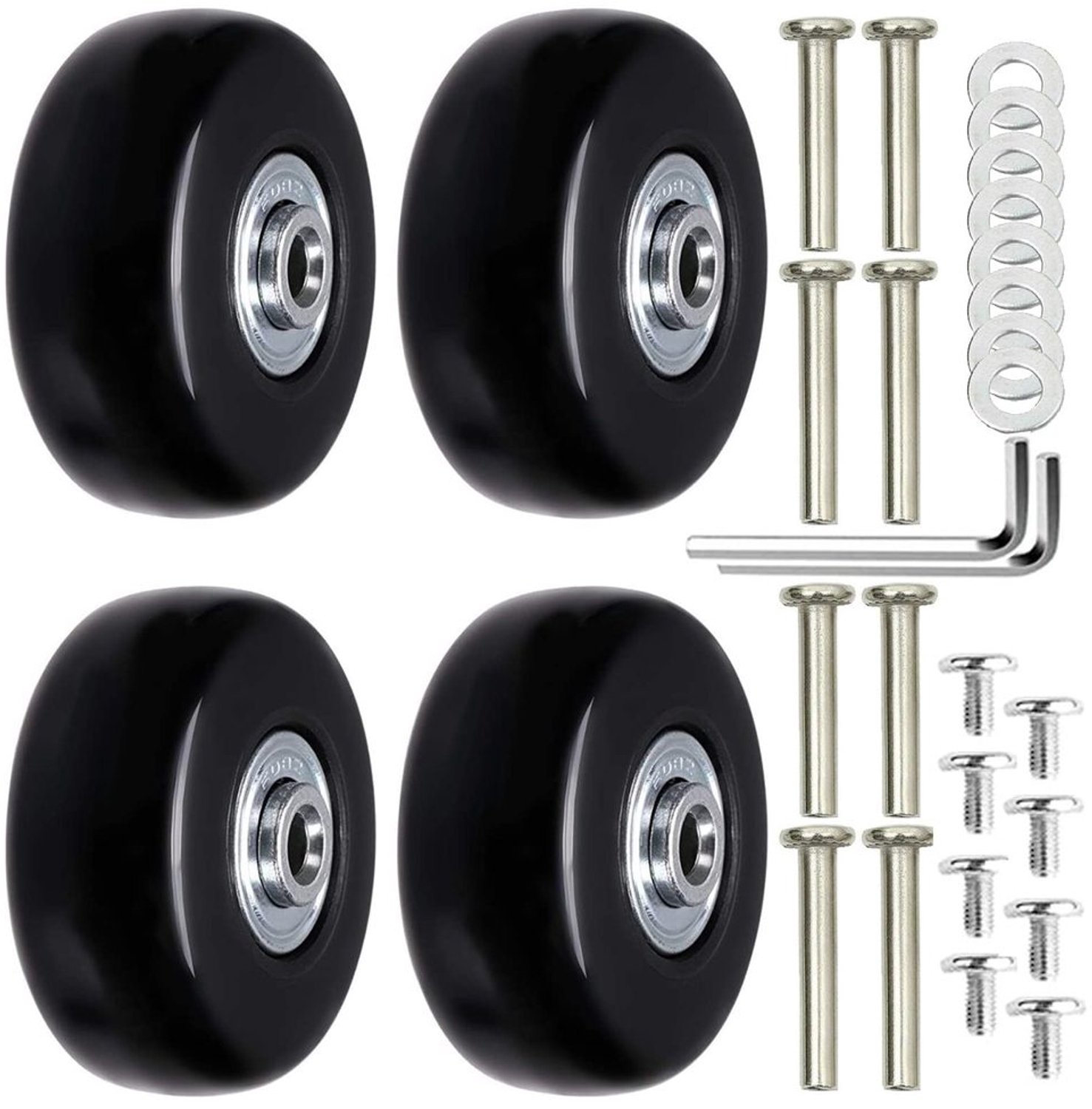 Universele Kofferwielen Vervanging - Set van 4 Rubberen Wielen 50x18mm