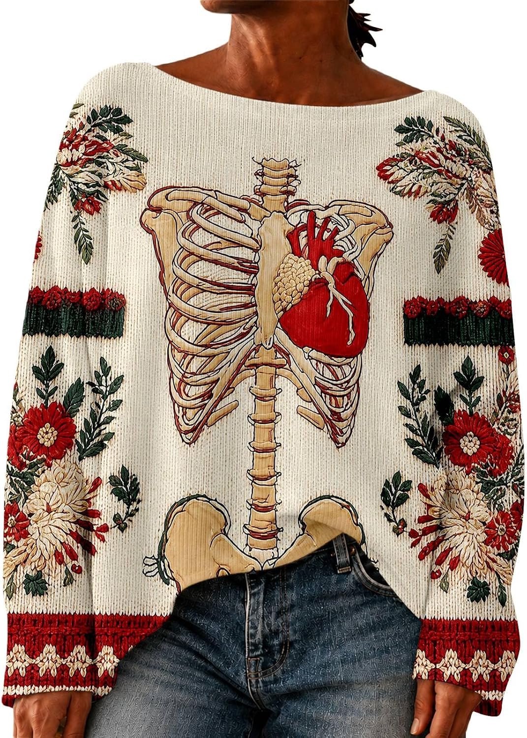 Trui met skeletprint