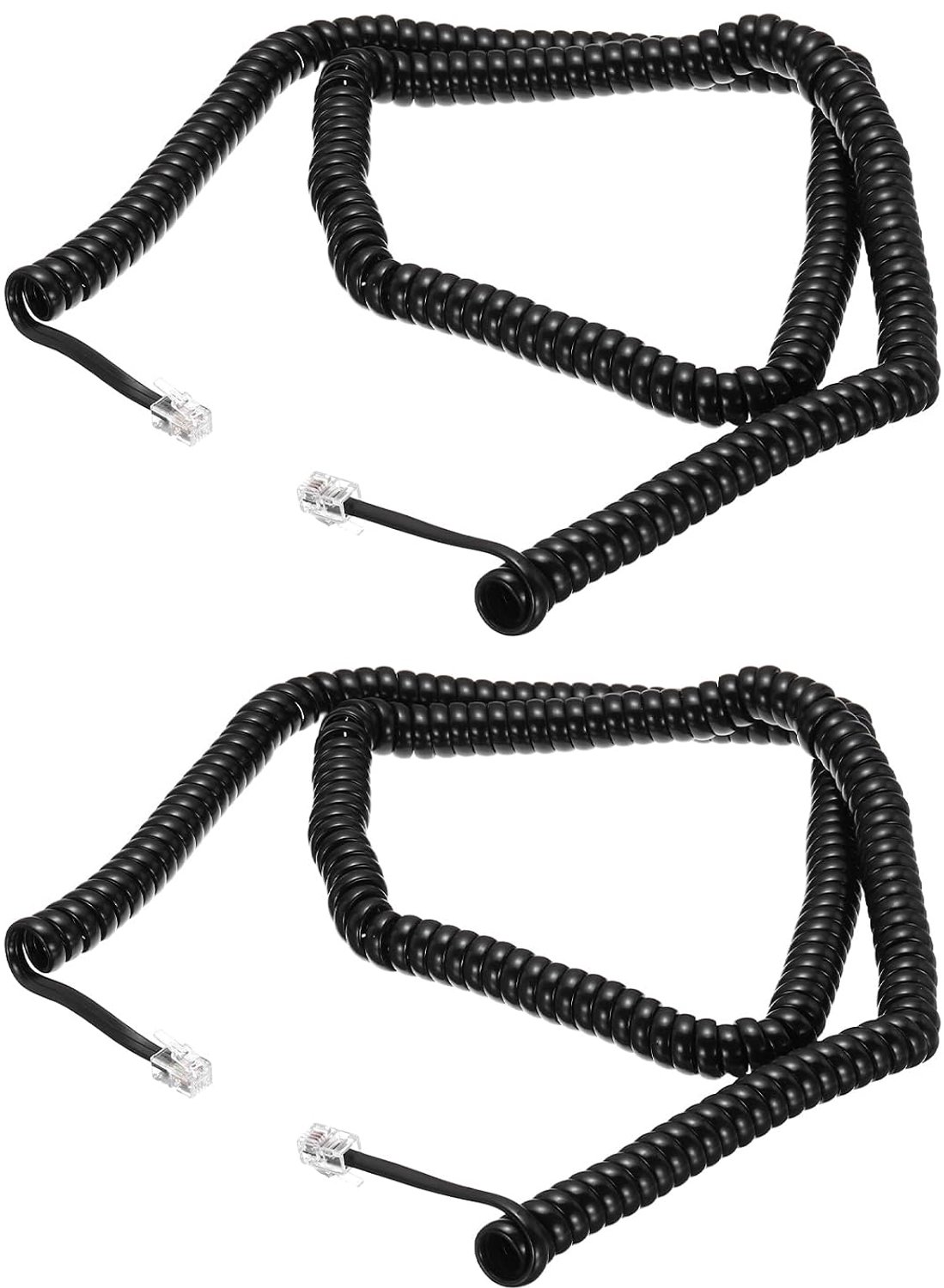 Telefoonkabel 3,4 ft - spiraal zwart - voor handset en telefoon - ideaal voor thuis of op kantoor - 2 stuks - ServiceTopper