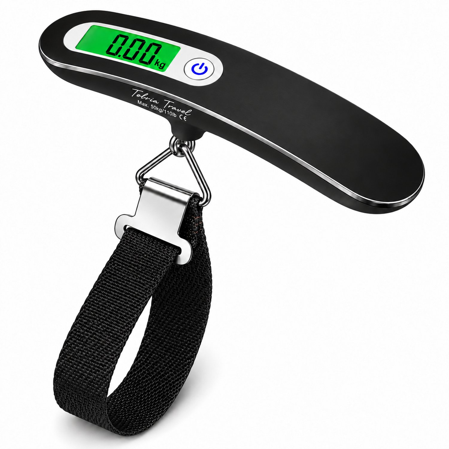 Tolvia Digitale Bagageweegschaal - Kofferweegschaal tot 50 kg - LCD Display - Inclusief Batterij - Compacte Bagageweger - Zwart