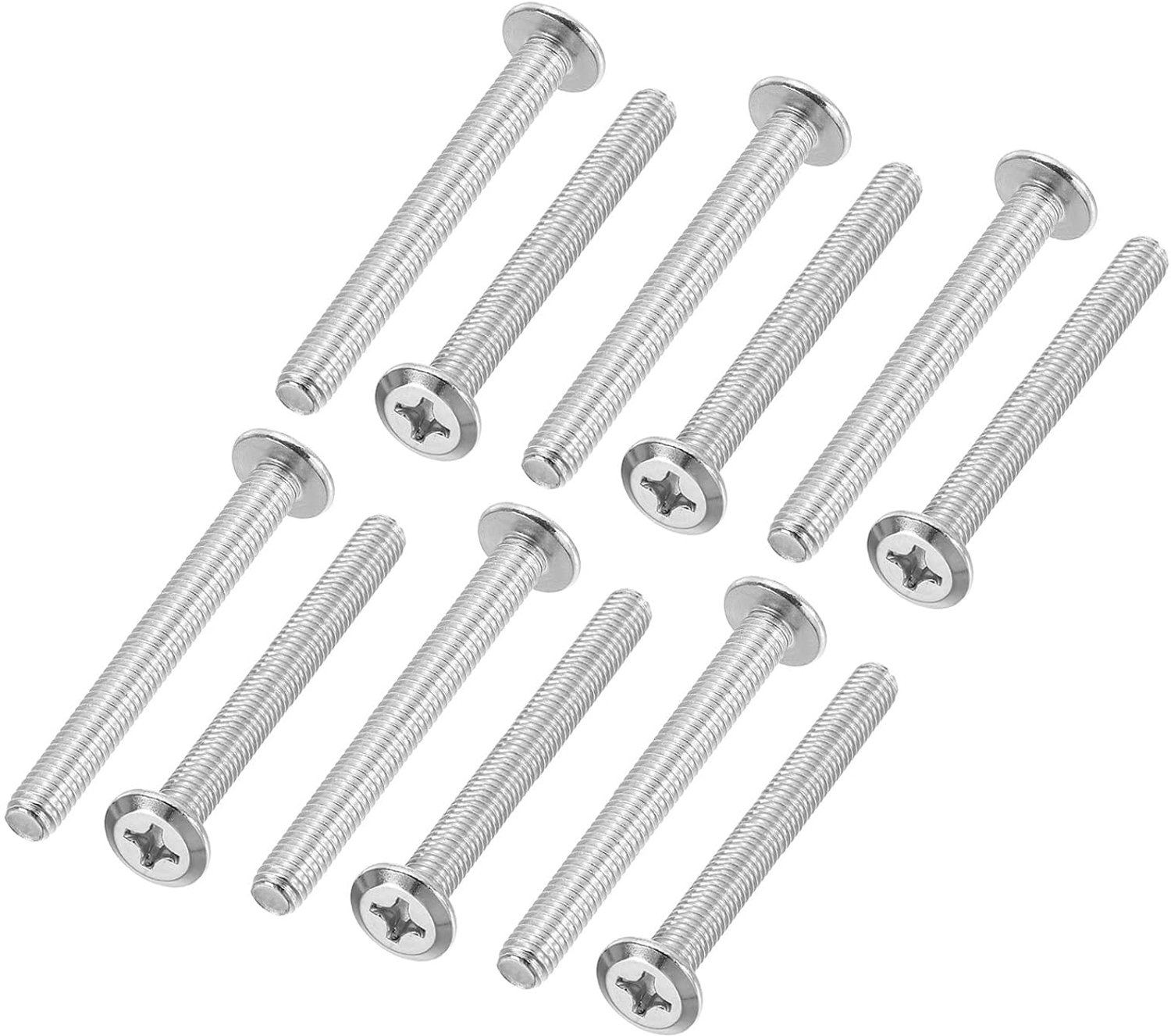 Schroeven M6-1 x 55 mm - roestvrij staal 304 - platte en ronde kop - hoge sterkte en corrosiebestendigheid - 8 stuks - m-winkel
