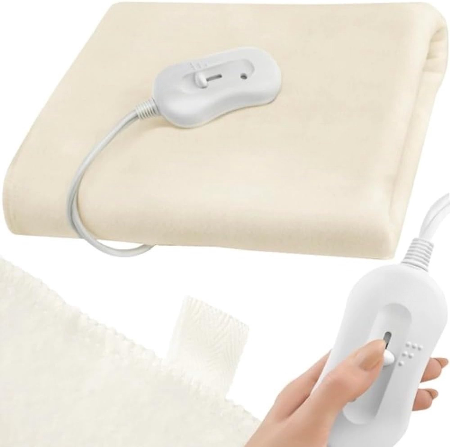 QEVA Elektrische Fleece Deken - Fleece Deken - Elektrische Deken - Wit - 150cm x 80cm x 2cm