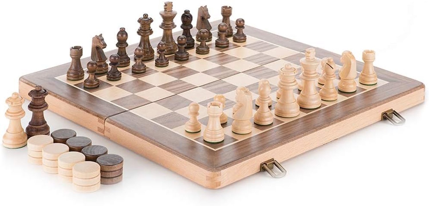 Schaakspel Hoogwaardig beuken internationaal schaken -reizen draagbare opvouwbare houten schaakdoos for kinderen beginners volwassenen Schaaksets voor kinderen en volwassenen (Color : Beech)
