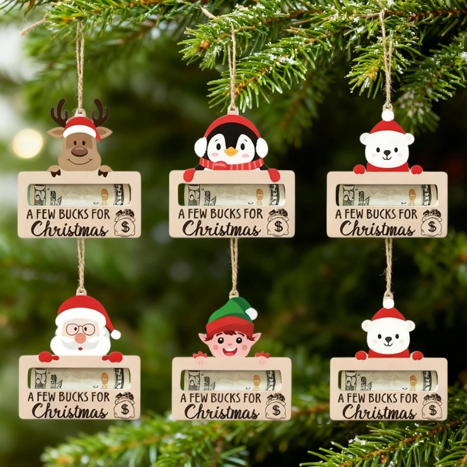 Hanger, 6 stuks, wintersouvenirs, van hout