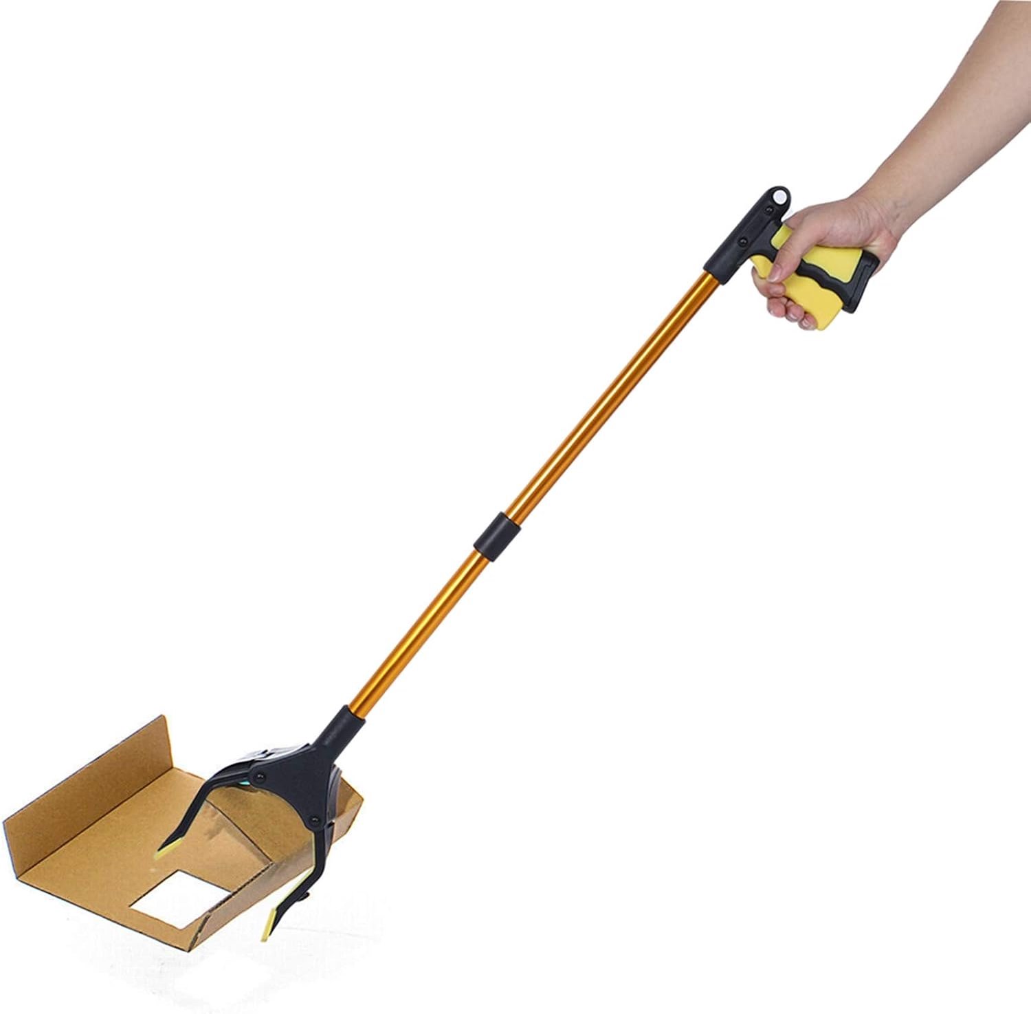Grabber Tool met lange handgreep, opvouwbaar en draagbaar (gouden buis met geel handvat)