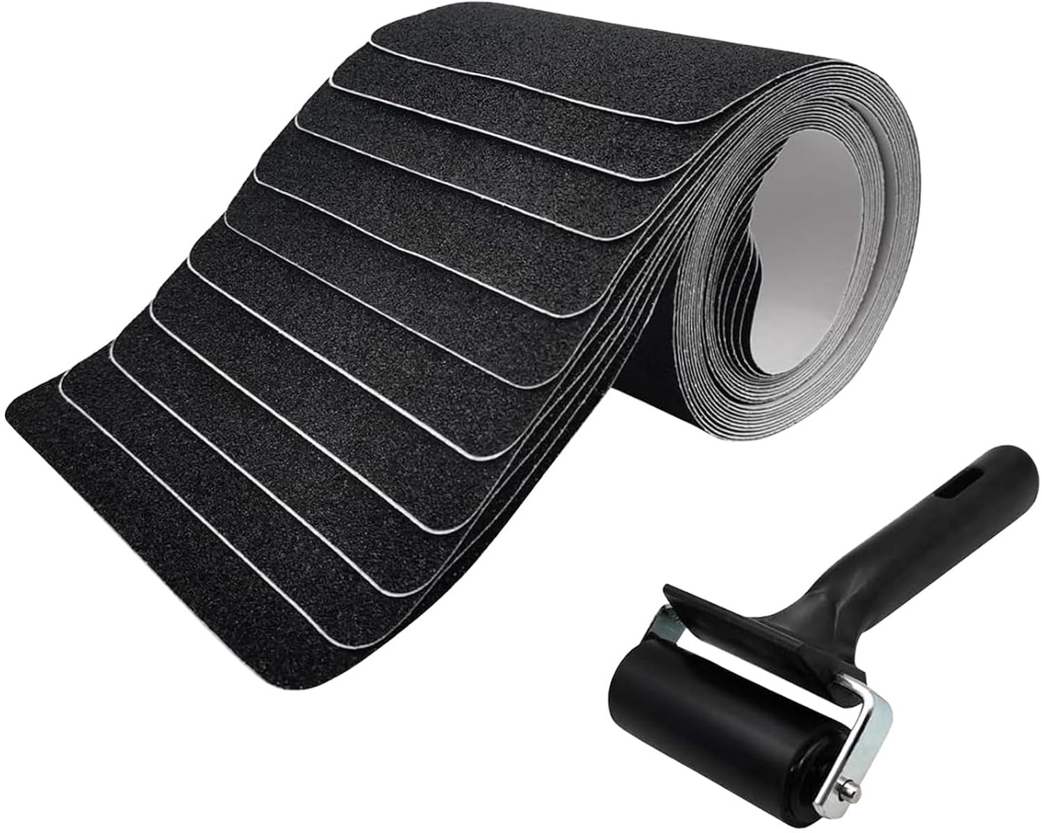 Zelfklevend, antislip, 15 stuks, antislipstrips voor trappen met aandrukrol, waterdichte grip tape, traptreden, antislipmatten voor buiten en binnen (15 x 60 cm)