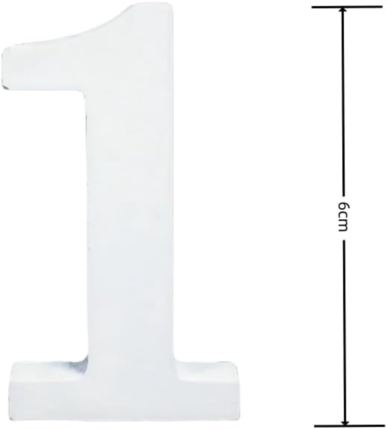 Cijferplaat van hout, wit, lengte 11 cm, dikte 1,2 cm, decoratie om te knutselen (nummer 1)