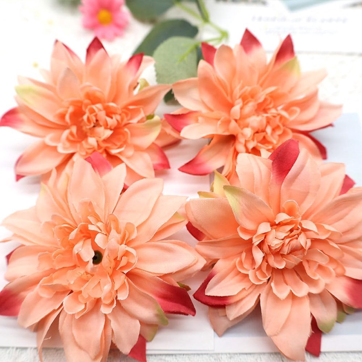 10 Stks Stamless Kunstmatige Bloemhoofden Bruiloft Woondecoratie Accessoires Chrysant Bloemhoofden Esthetische Faux Bloemen Decor Ambachten, Oranje