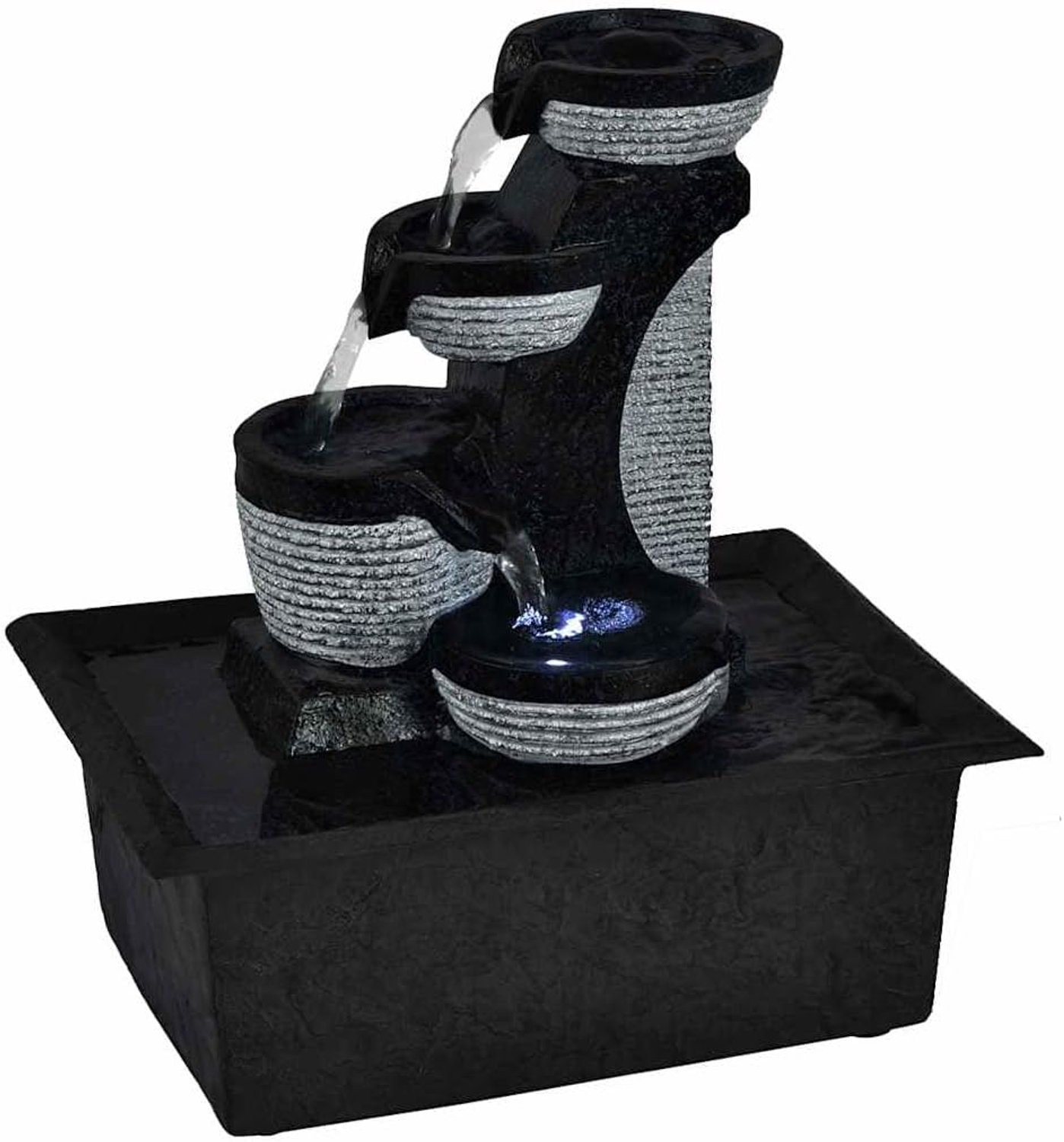 Kamerfontein met LED & waterval, polyresin decoratie grijs