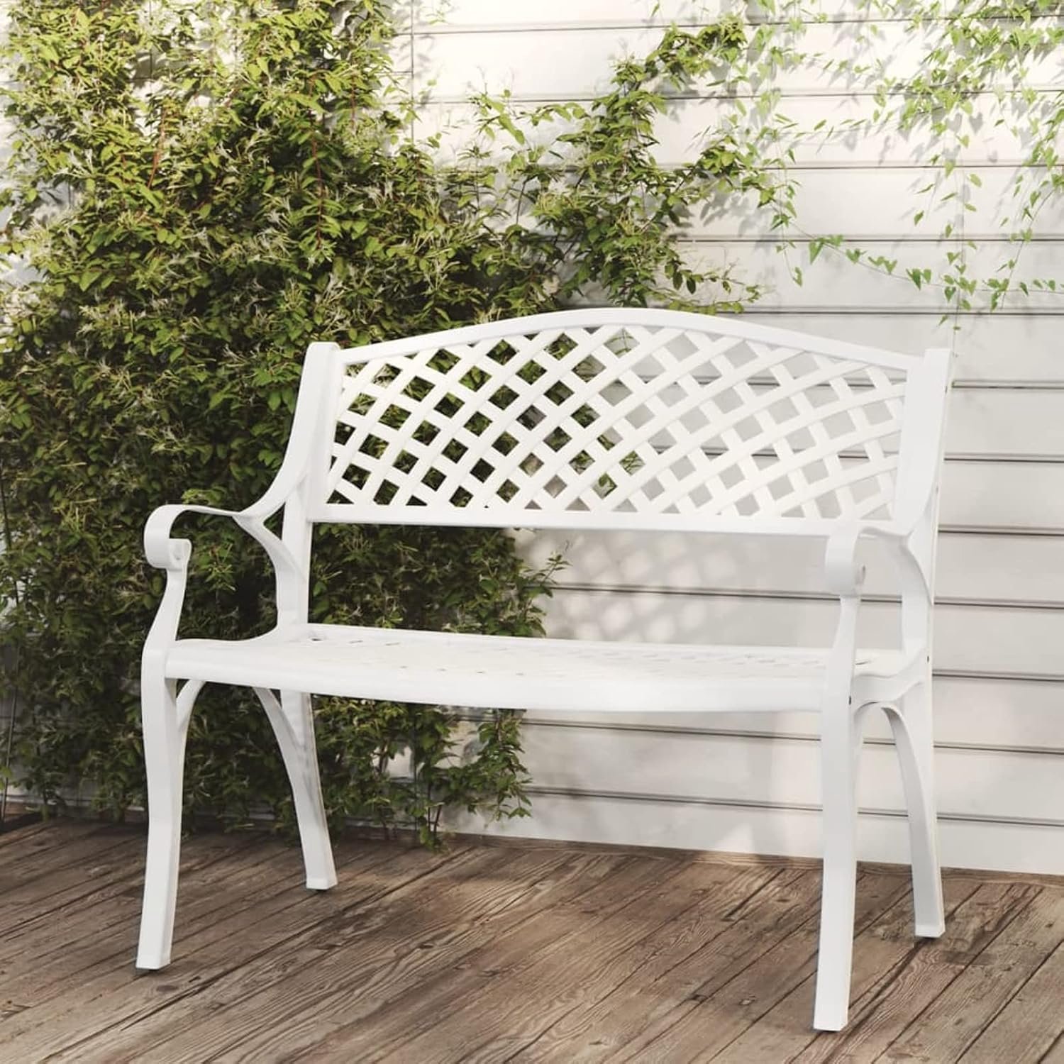 Bank, tuinbank, tuinbank, tuinbank, parkbank, tuinmeubelen, outdoor, tuinbank, 102 cm, van gegoten aluminium, wit