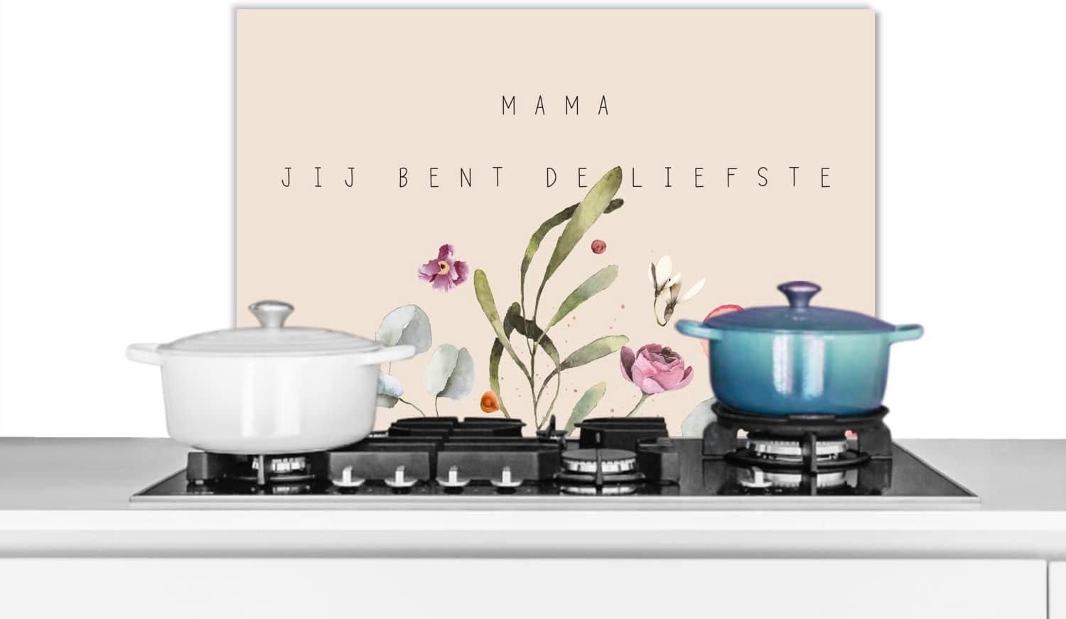 Spatscherm Keuken - 70x50 cm - Quotes - Spreuken - Mama jij bent de liefste - Mama