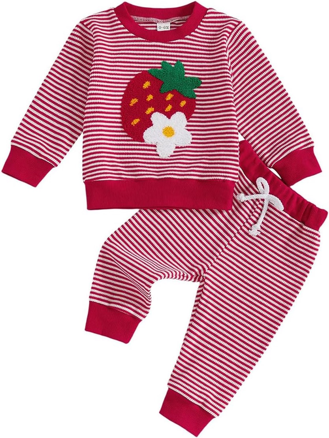 Babykleding voor meisjes, herfst, gestreept, lange mouwen, schattig borduurwerk, sweatshirt, gebreide tops en lentebroek, 2-delig, trainingspak, set