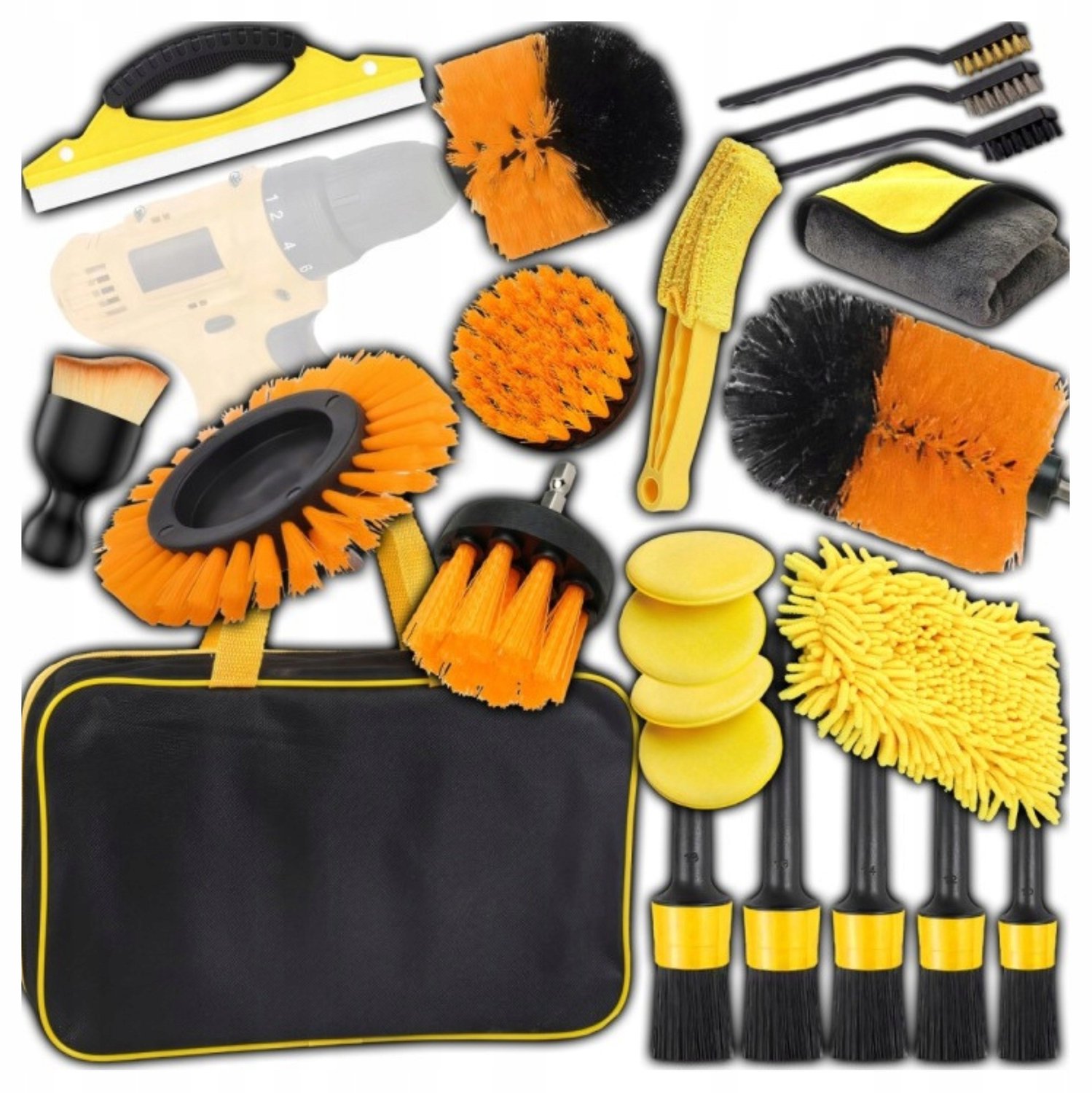 22-delige Autodetailing Set: Borstels & Poetsgereedschap