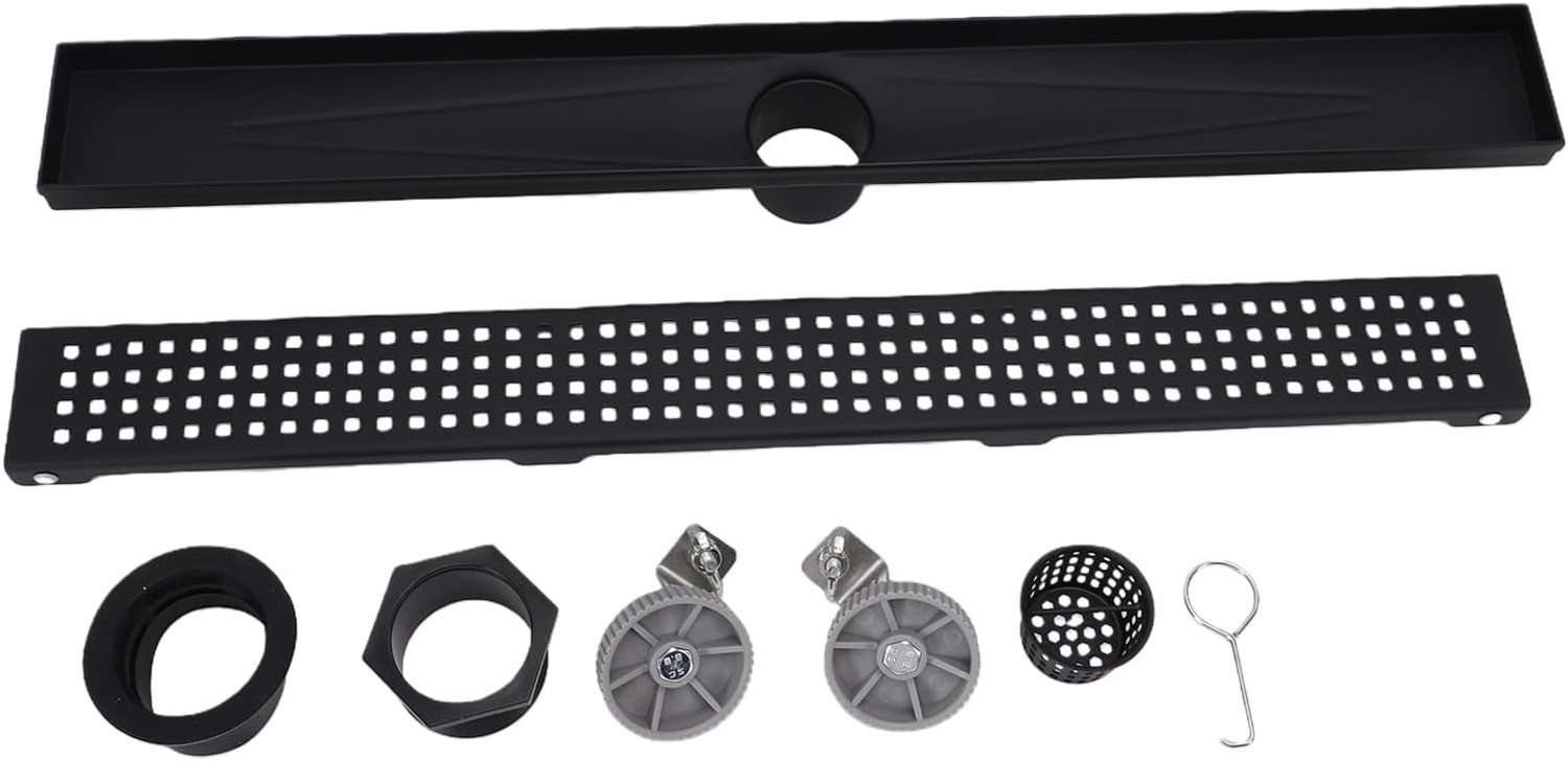 Lineaire Doucheafvoer 24 Inch 304 Roestvrijstalen Mat Zwart