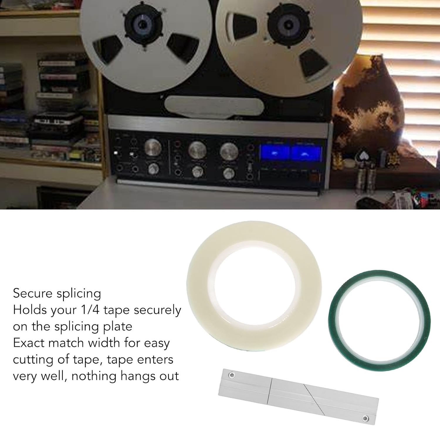 1/4 10 Inch Professionele Tape-splitsset met CNC-aluminium Blok voor Revoxsonido, Stabiel en Stevig Ontwerp voor Tape-bewerking, Geschikt Studiogebruik