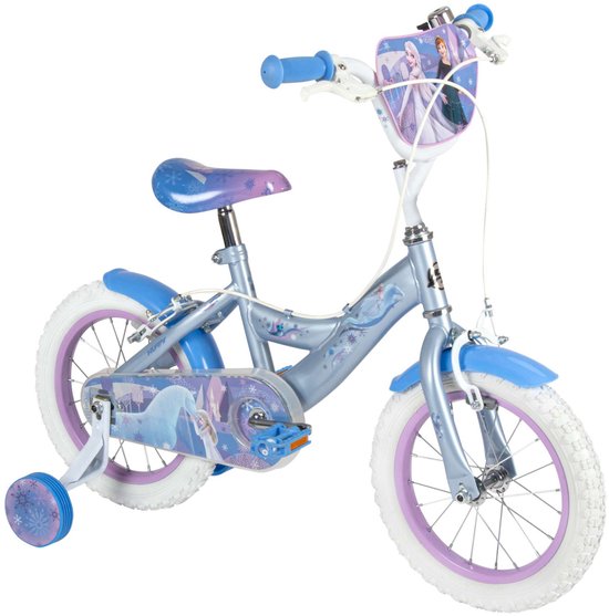 Disney Frozen 2 Kinderfiets - Meisjes - 14 inch - Blauw Paars - Twee handremmen — afbeelding 5
