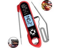 OUYLAF Vleesthermometer - BBQ Thermometer - Kernthermometer - Dubbele sonde - Waterdicht - Met alarmfunctie - Wissel tussen °C en °F - Vlees thermometer voor barbecue - Digitaal Keukenthermometer & Oventhermometer voor Koken en Barbecue