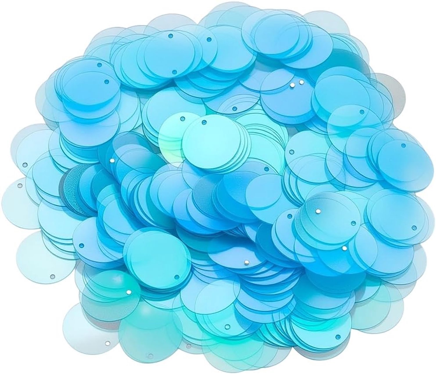 19MM 100G Lichtblauwe PVC Pailletten Met Gaten Platte Ronde Plastic Paillette Iriserende Applique Glitter Losse Pailletten Bulk Voor Naaien Maken Jurk Oorbellen Borduurwerk Decor Diy Craft