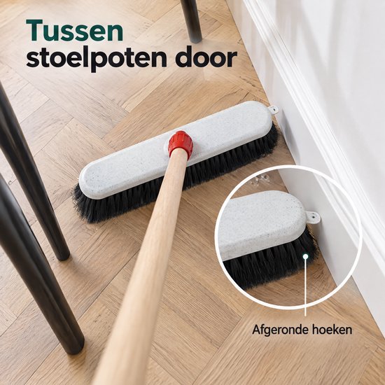 Cheqo® Zaalveger met Steelhouder - Zachte Bezem - Kamerveger - Zaalbezem - Binnenbezem - Bezemkop - Kamerbezem - Veegborstel - Veegbezem - Vloerborstel - Bezem voor Gladde Vloeren - Veger voor Laminaat en Parket - Huisveger - Schoonmaakbezem — afbeelding 3