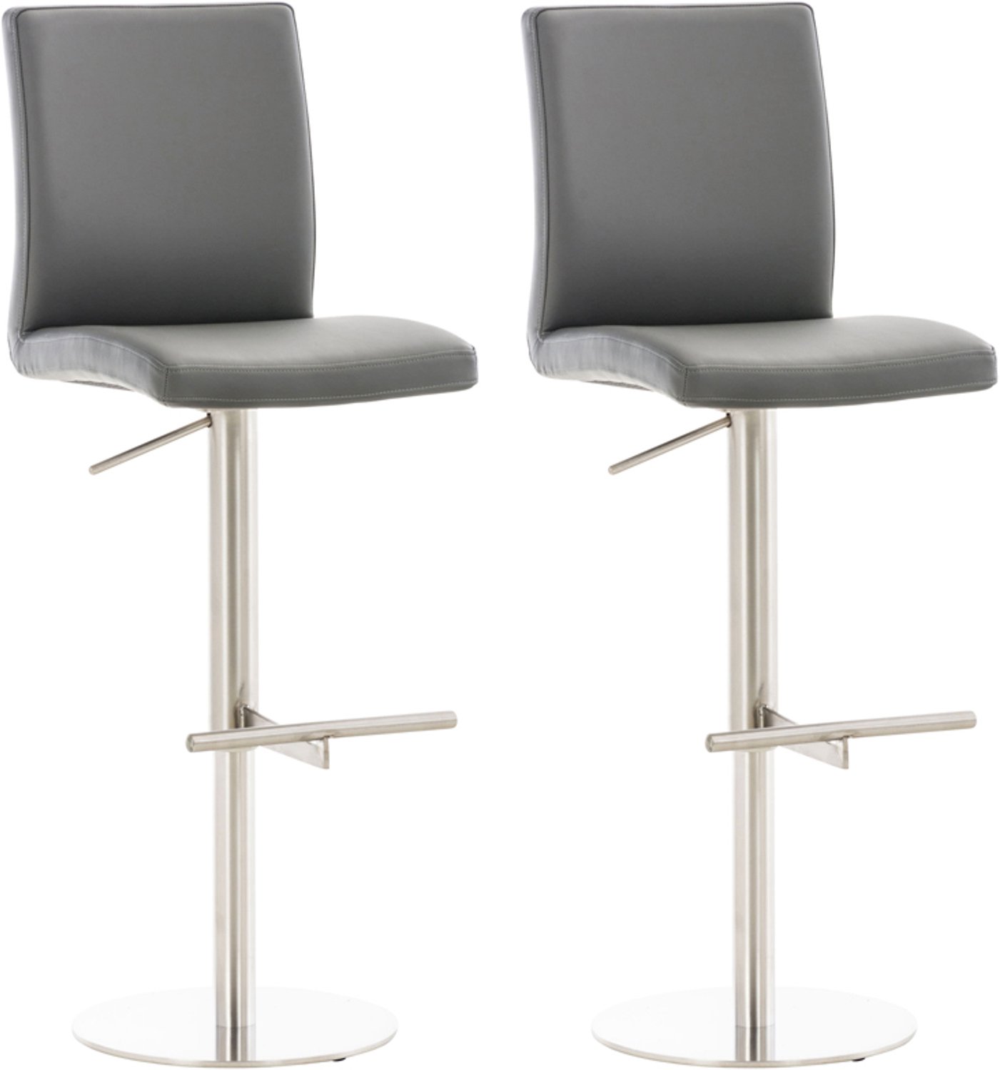 Luxe Comfort Barkruk - Set van 2 - Verstelbaar - Kunstleer - Grijs grijs roestvrij staal