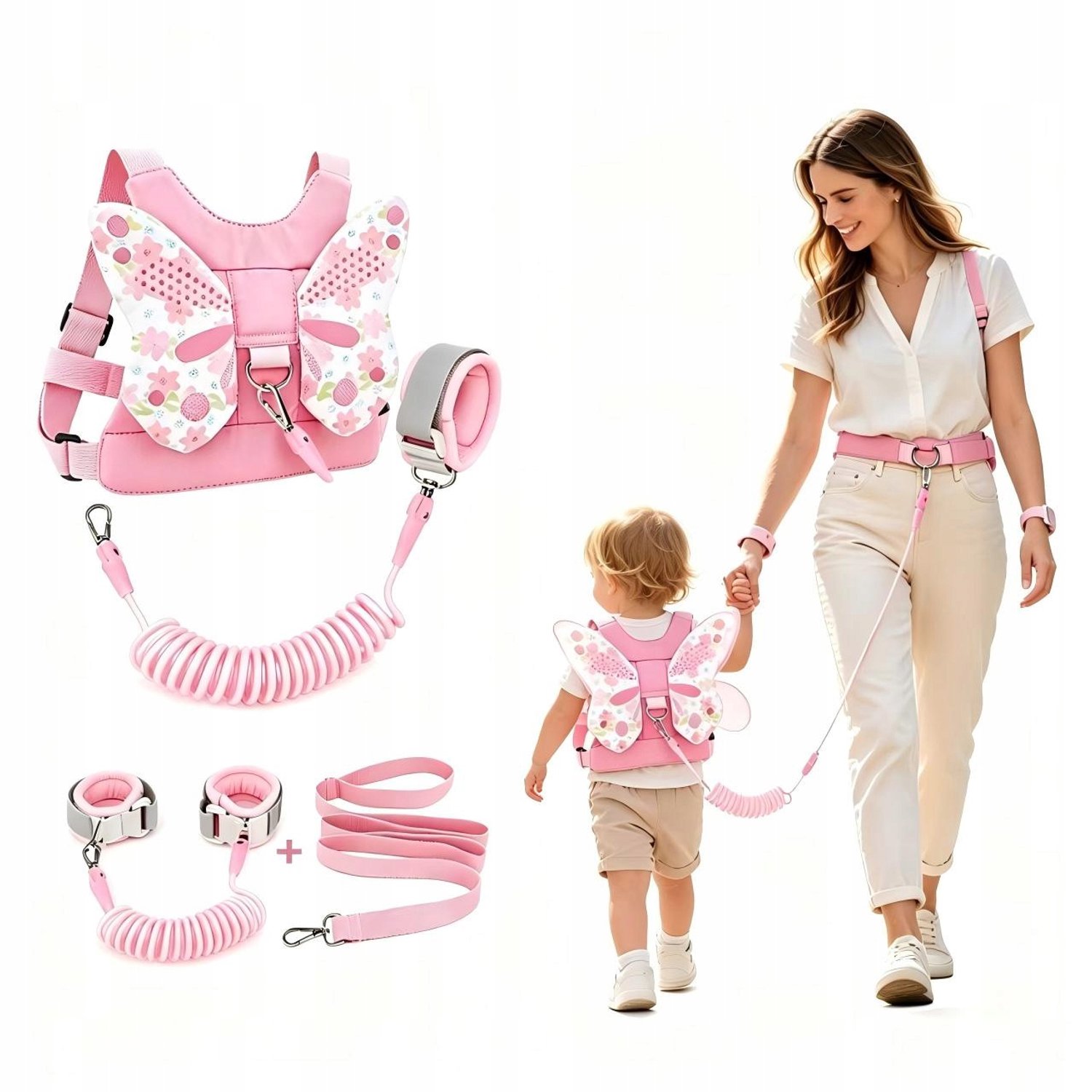 Veiligheidsharnas voor baby's en peuters met polsband - 3-in-1