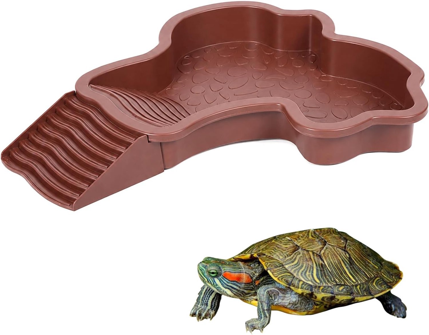 Schildpad Zwembad met Oprijplaat, 35x28.5x4.3cm, Bruin Rood