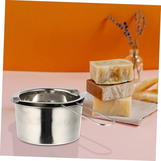 1 Set Handgemaakte Zeep Smeltkroes Koken Chocolademelterpot Fabricage Smelten Zeep Smelt Container Kom Maken Smeltkroezen Silver Roestvrij Staal — afbeelding 4