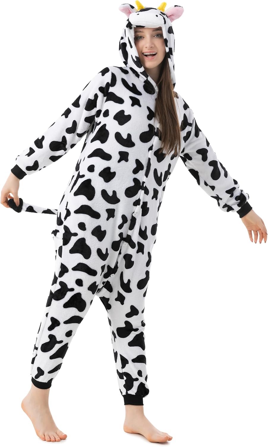 1744 - Koeienkostuum onesie/jumpsuit eendelige body voor volwassenen dames heren als pyjama of pyjama unisex - veel verschillende dieren