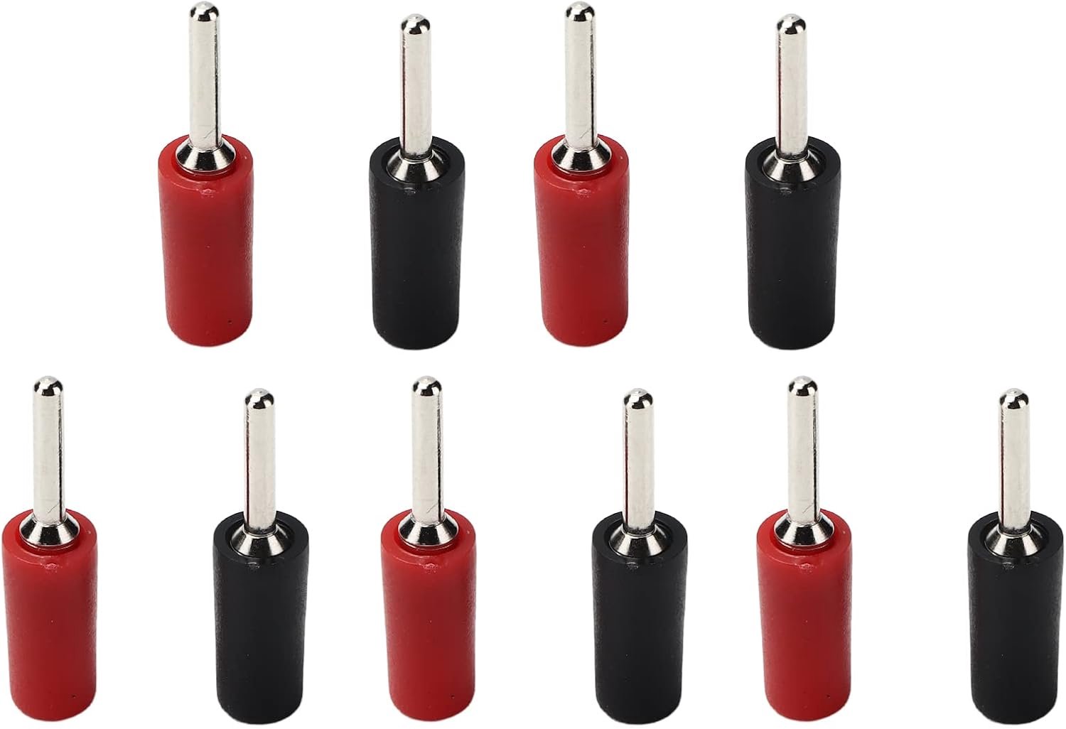 5 sets vergulde messing pin Rechte eenvoudige stekker loskoppelen voor 2 mm binnenveerpaneelaansluiting Rood (Red Black)