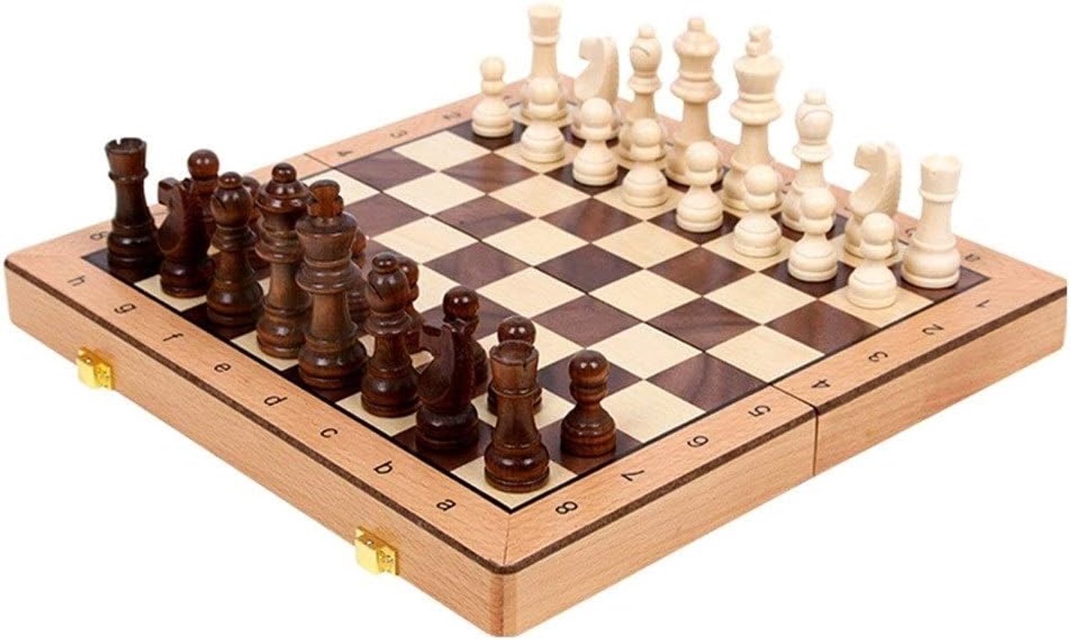 Schaakspel Solid Wood Chess Set,inklapbare schaakset,magnetische draagbare schaakdoos,volwassen en kindergiften en bordspellen Schaaksets voor kinderen en volwassenen