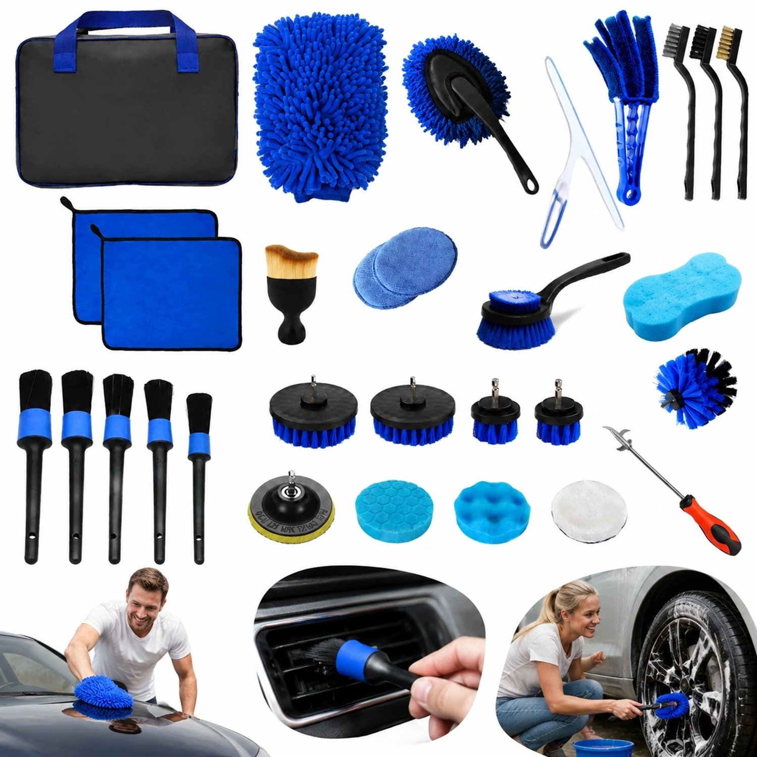 Uitgebreide Auto Detail Set: 30 Delige Poets- en Reinigingskit