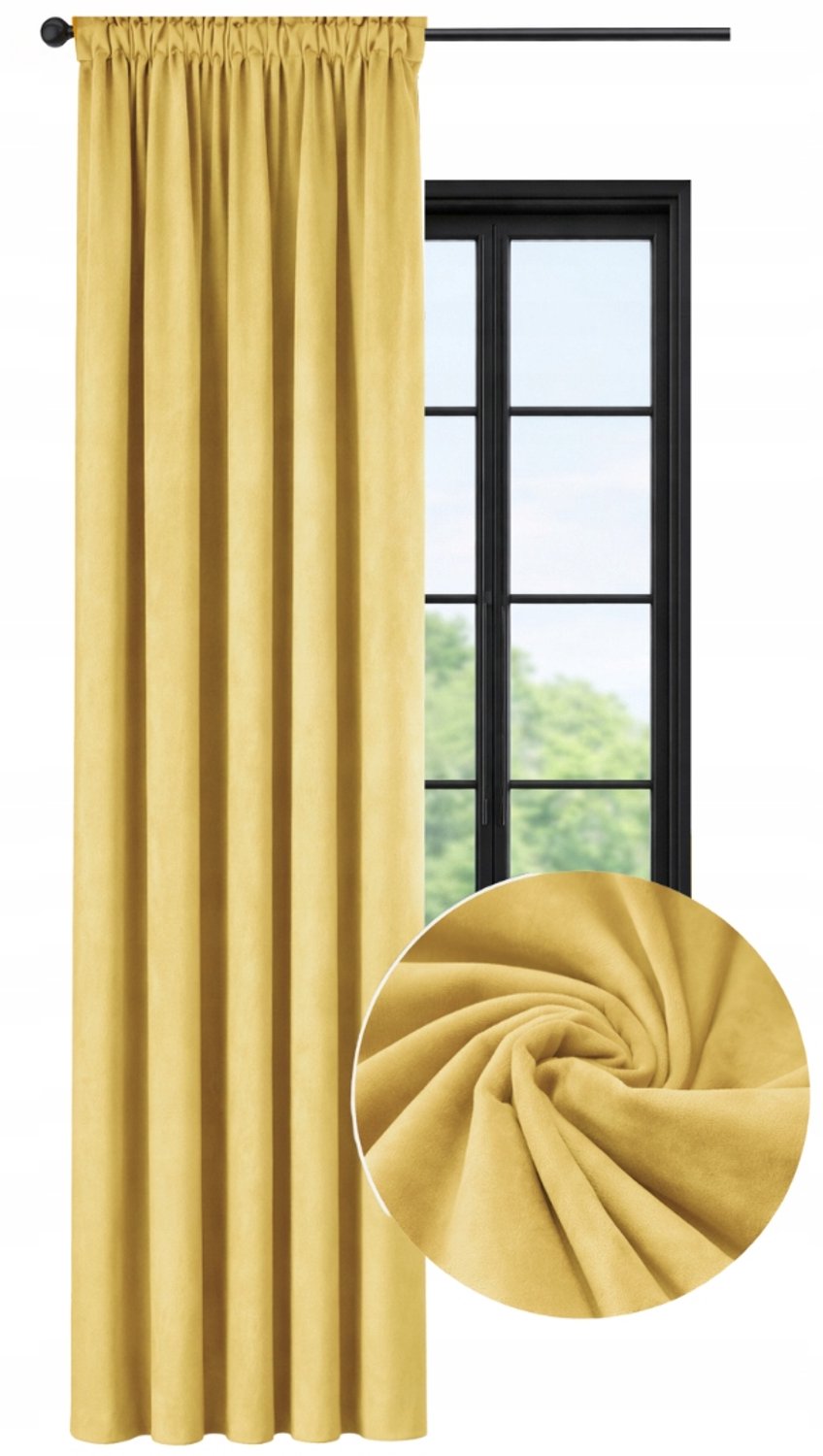 NOW-ART Kant-en-klaar Velours Gordijn 140x200cm - Zacht & Elegant Mosterdgeel