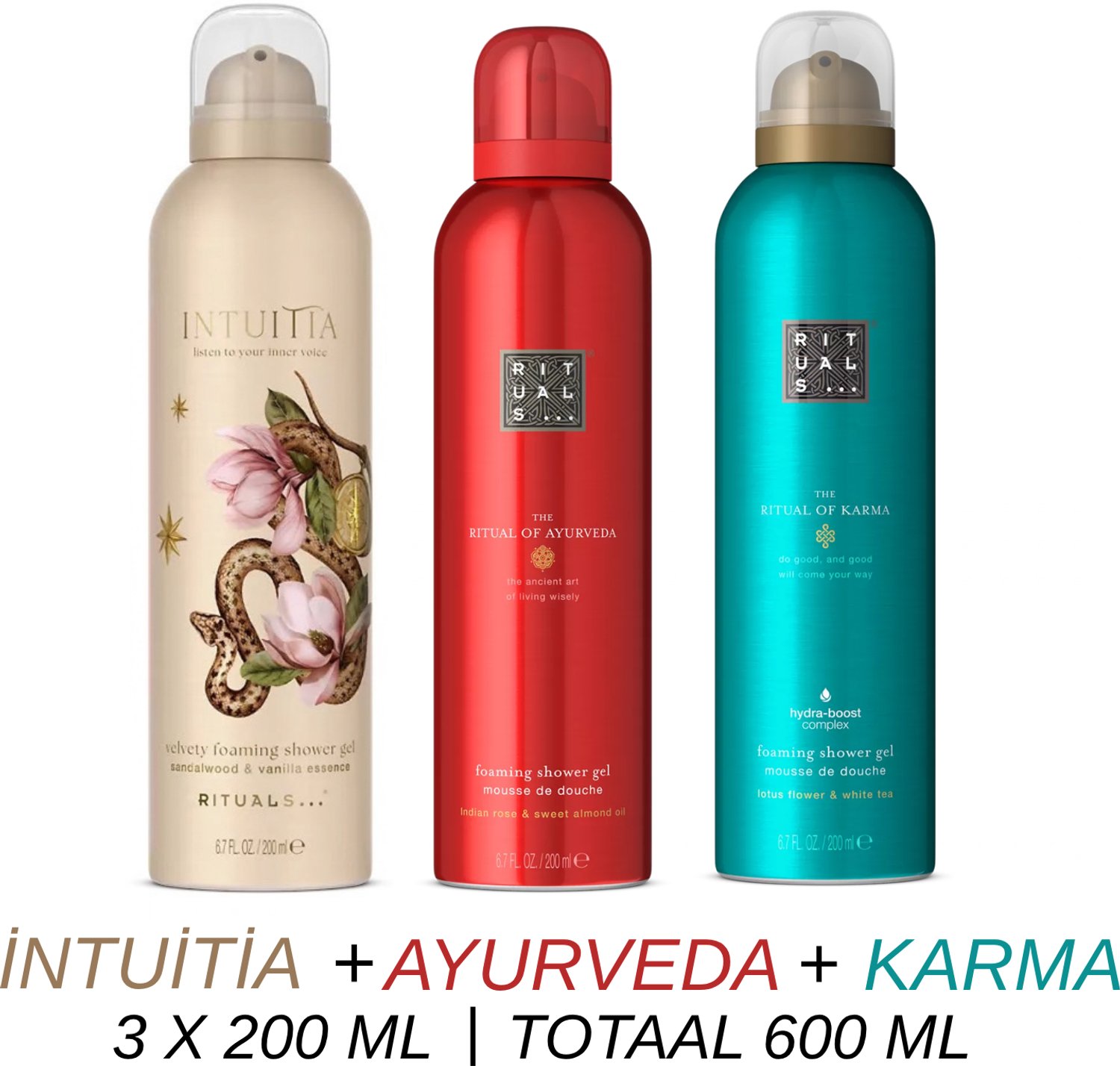 Rituals - Shower Gel Value Set - Intuitia + Ayurveda + Karma - 3 x Shower Gel 200 ml = 600 ml - Douchegel - Doucheschuim