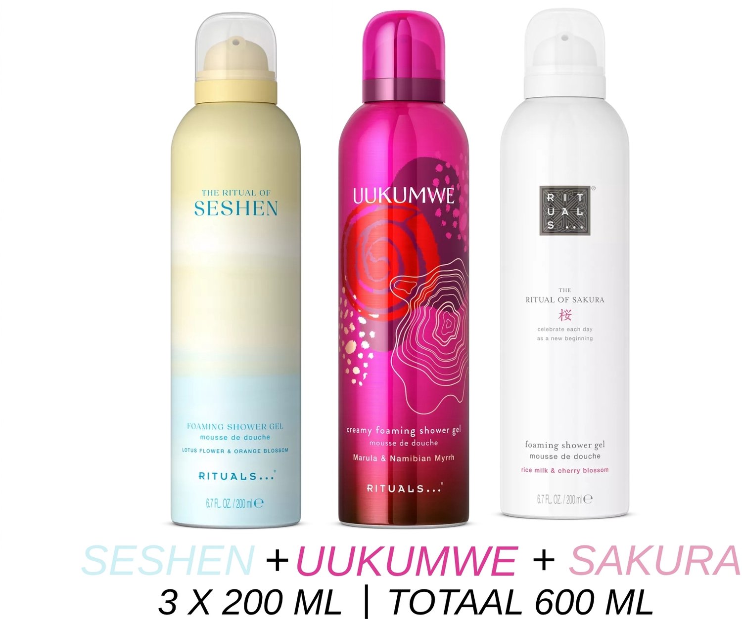 Rituals - Shower Gel Value Set - Seshen + Uukumwe + Sakura - 3 x Shower Gel 200 ml = 600 ml - Douchegel - Doucheschuim