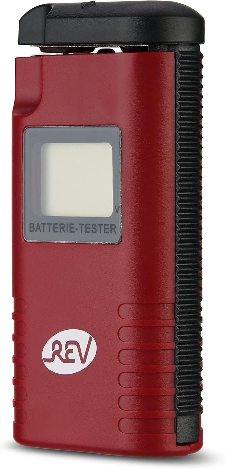 Batterijtester - Rood - 90 x 45 x 22 mm - Geschikt voor 1,2 V, 1,5 V, 3 V en 9 V batterijen - Voor Thuisgebruik