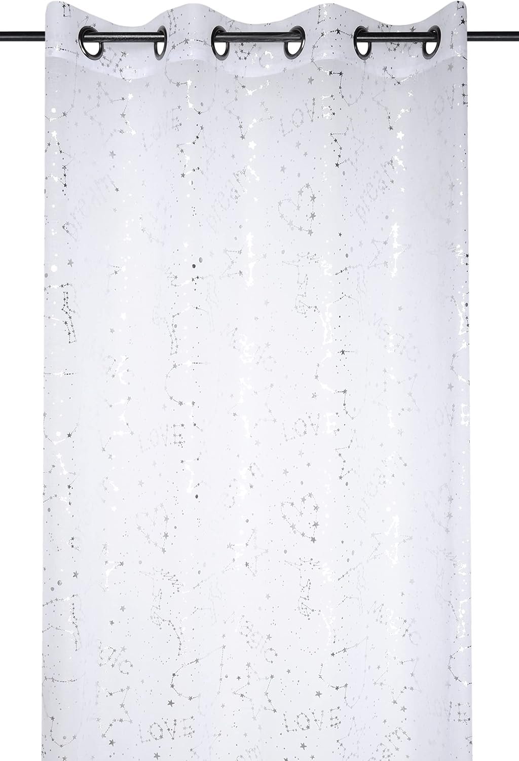 Gordijn, eenhoorn, polyester, wit en glanzend, 140 x 260 cm