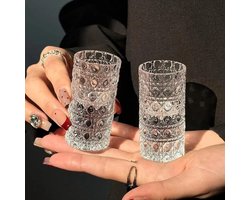 Kleine Borrelglazen - Kristal - 7,1 cm - Met Reliëf - Voor Whisky en Cognac