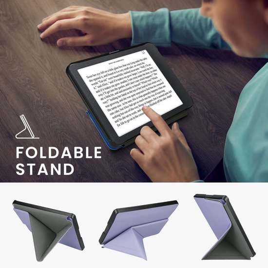 kwmobile e-reader hoesje geschikt voor Kobo Glo HD / Touch 2.0 hoes - Ereader flip case met standaard - E reader cover van kunstleer - In lavendel — afbeelding 2