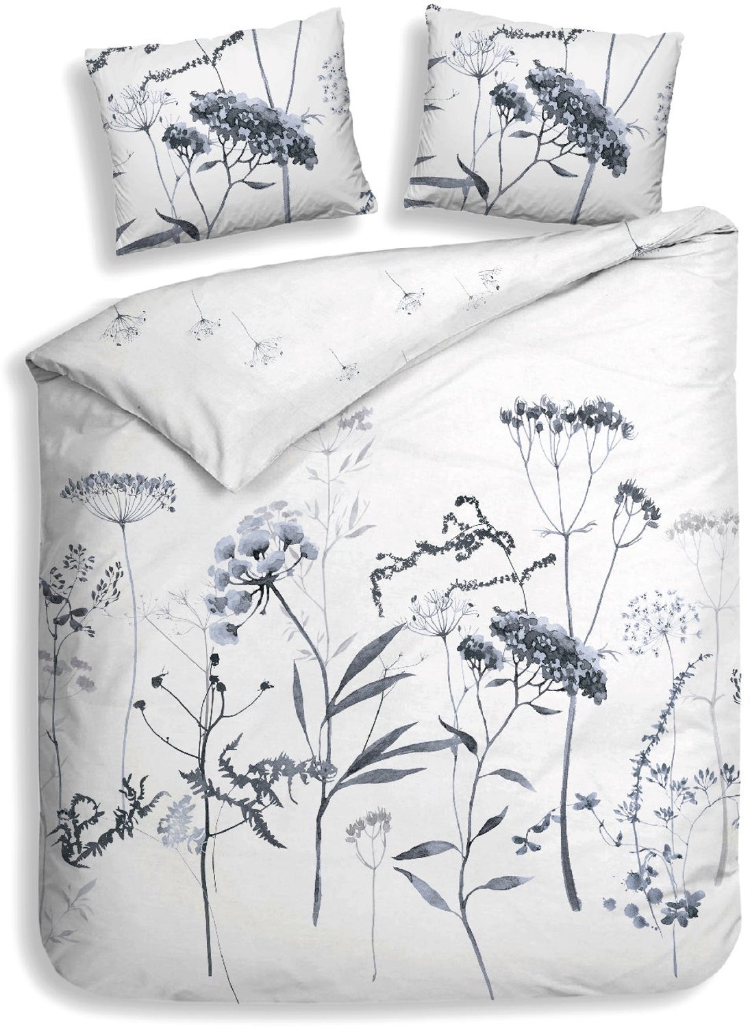 Heckettlane Dekbedovertrek Luna - Bedlinnen met print - 240x200-220 cm - Lits-Jumeaux - Wit - Dekbedovertrek van 100% Katoen-Flanel White