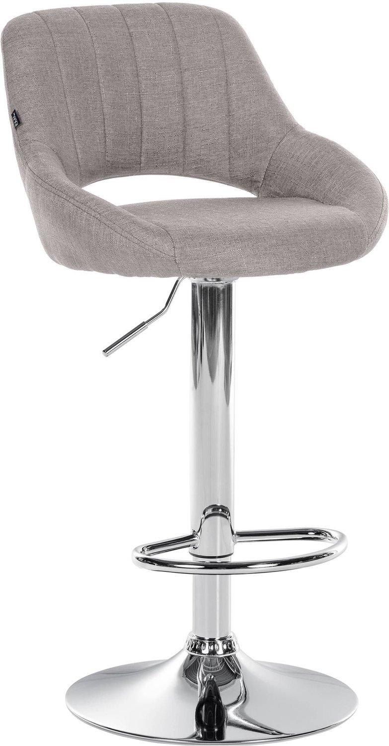 Luxe Comfort Barkruk - Verstelbaar - Stof - Grijs chroom/grijs