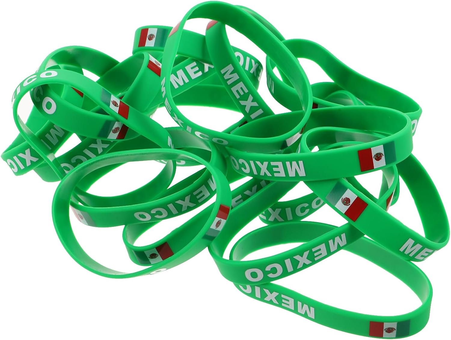 20 stuks Mexico siliconen polsbandjes, sportarmbandjes met de Mexicaanse vlag voor jongens en meisjes, feestartikelen met voetbalthema, elastische polsbandjes voor evenementen