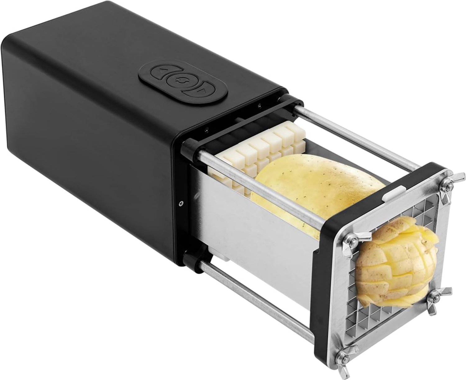 Frietsnijder, 58 W, aardappelsnijder, twee messen, voor aardappel-, uien- en wortel- en appelsnijder, zwart