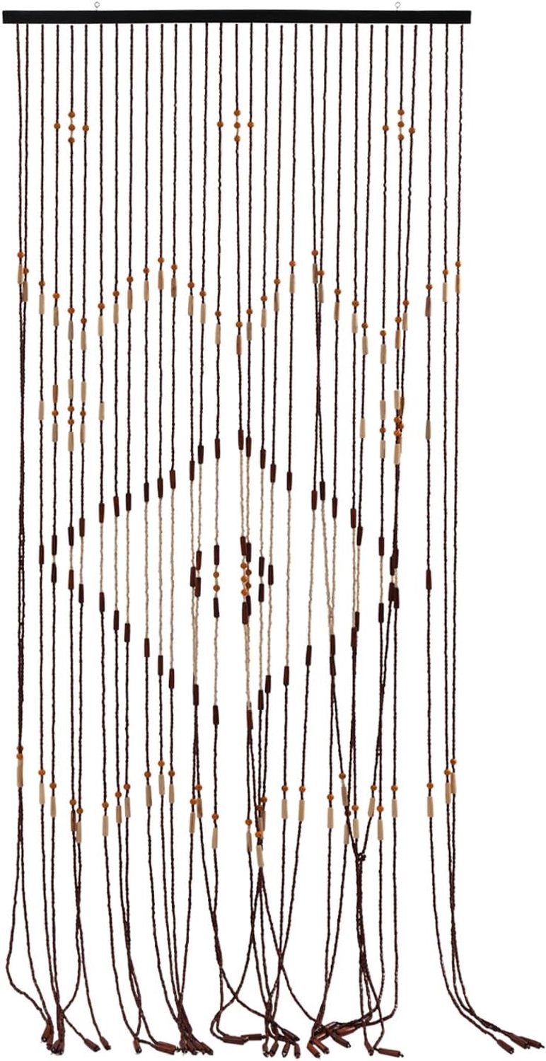 90 x 208 cm, 31 regels, bamboe, deurgordijn, chocolade, draadgordijn met ruitpatroon en golfpatroon, houten parelgordijn voor deurgordijnen, decoratieve gordijnen en