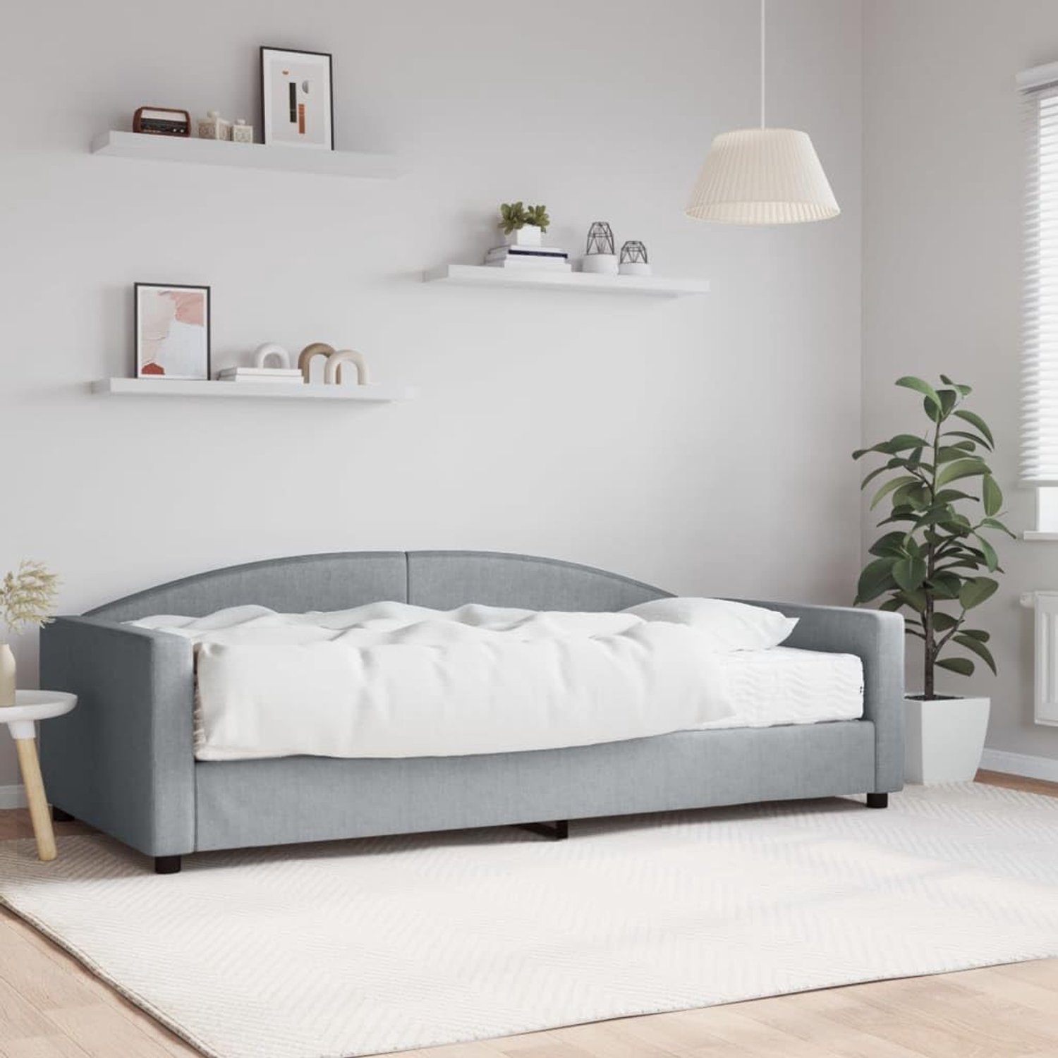 2 in 1 Schuimmatras Bank met Opklapbed Lichtgrijs 100x200 cm