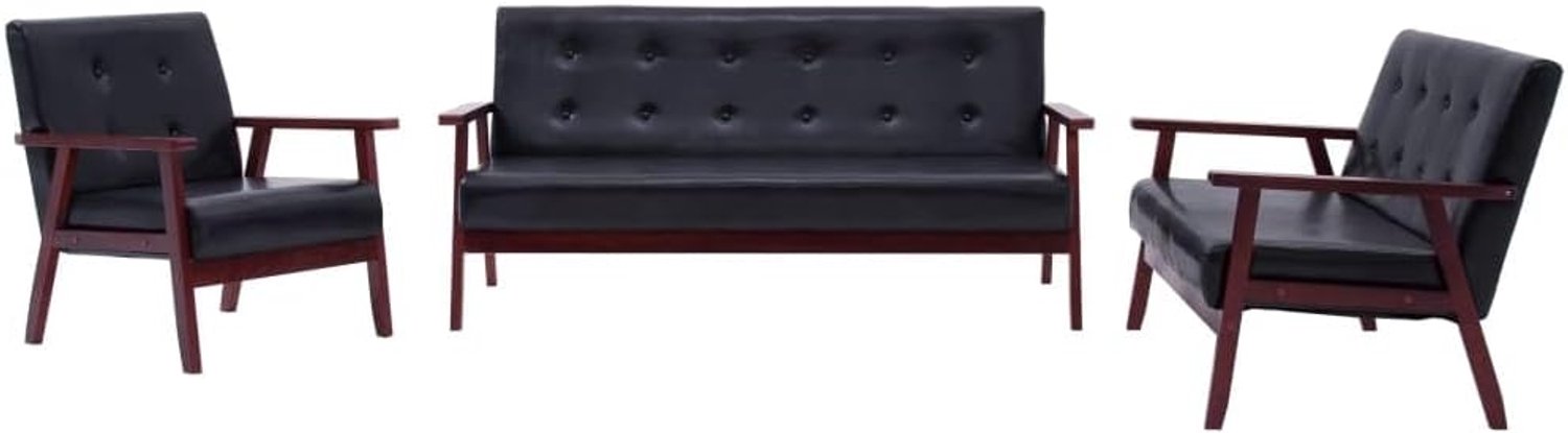 Slaapbank Kantoor Sofa 3-delig Sofa Set Zwart Kunstleer voor Woonkamer, Slaapkamer, Kantoor