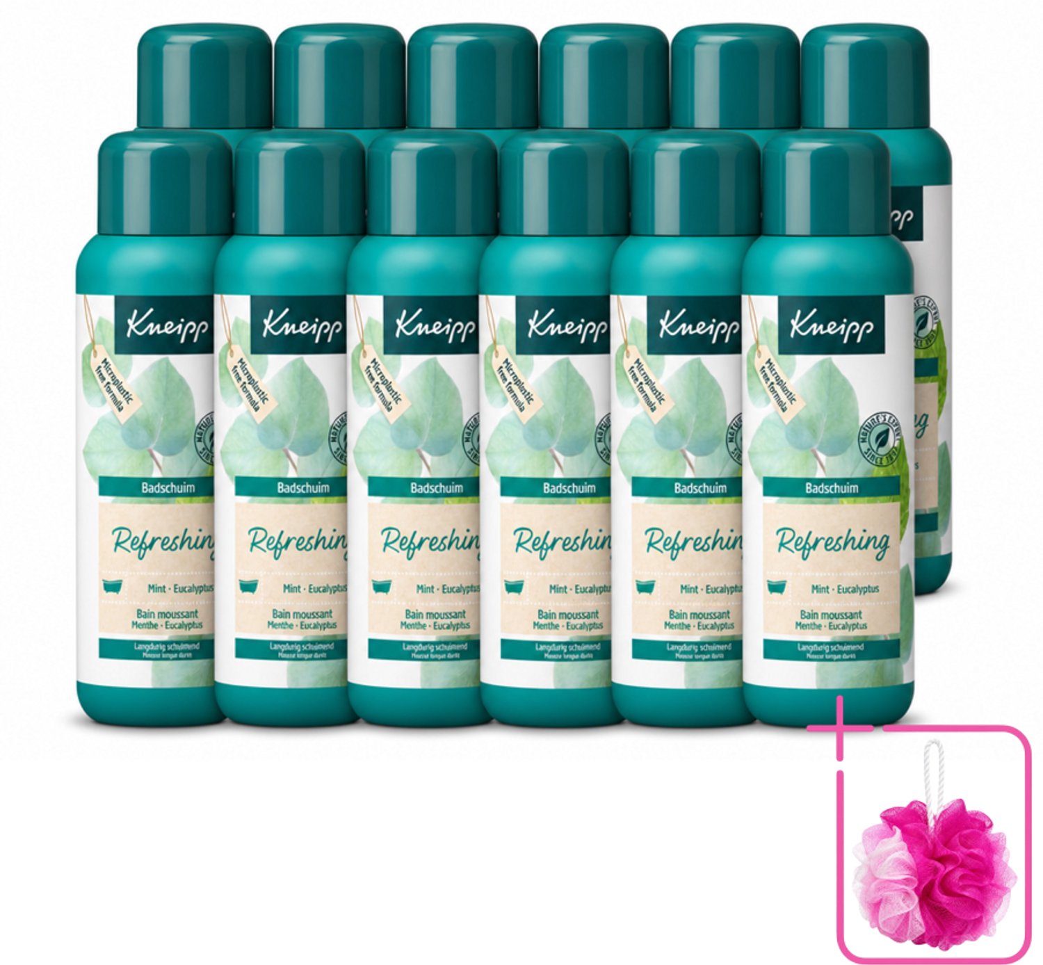 12 x Kneipp - Badschuim - Mint Eucalyptus - Verfrissend - 400 ml - Bulkverpakking - Badshuim mint eucalyptus - Douchemop - Verfrissend bad