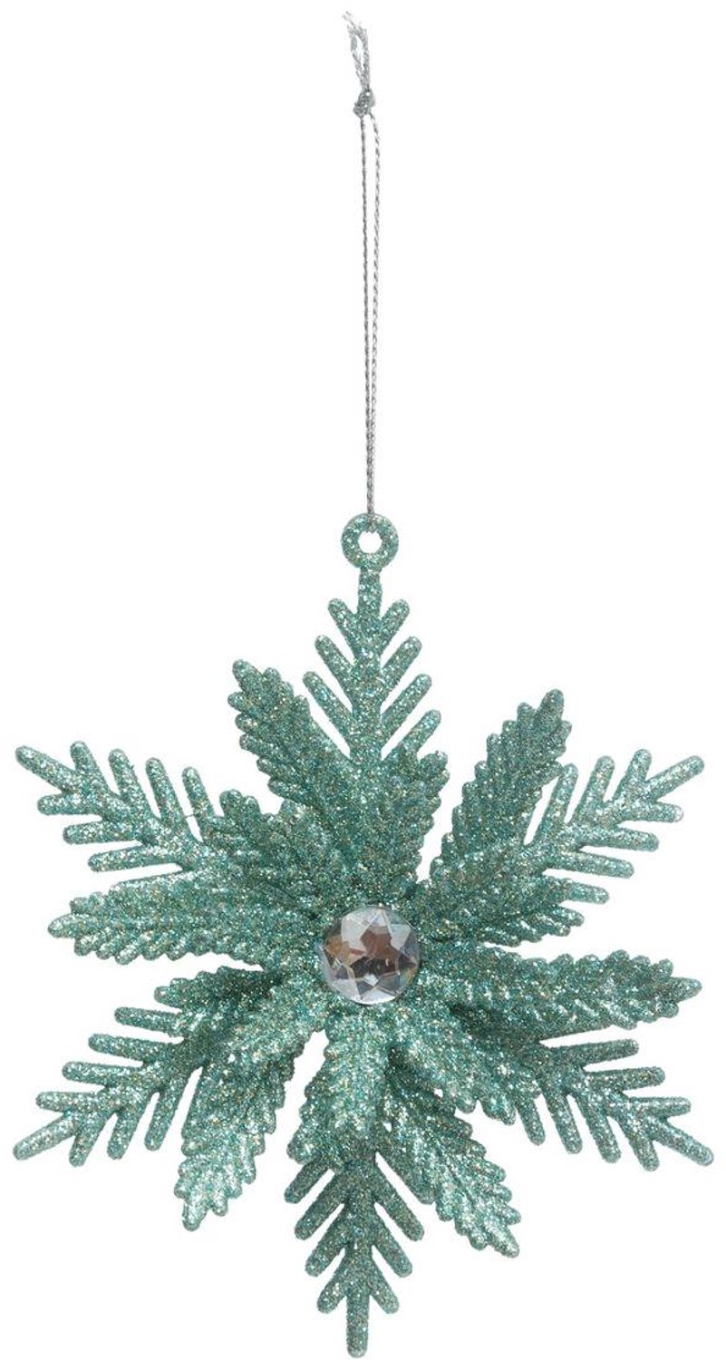 Feeric lights & Christmas Groene kerstbloem van plastic met strass, 12 cm Vert