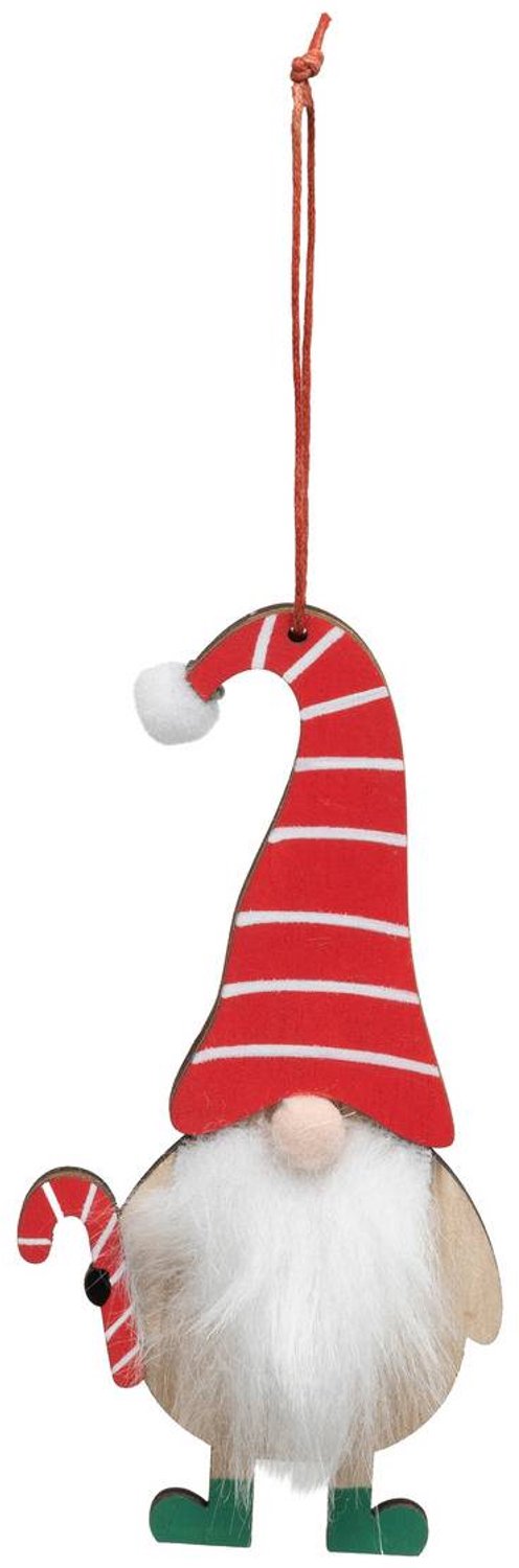 Feeric lights & Christmas Suspension de sapin gnome au sucre d'orge en bois 13 cm Rouge