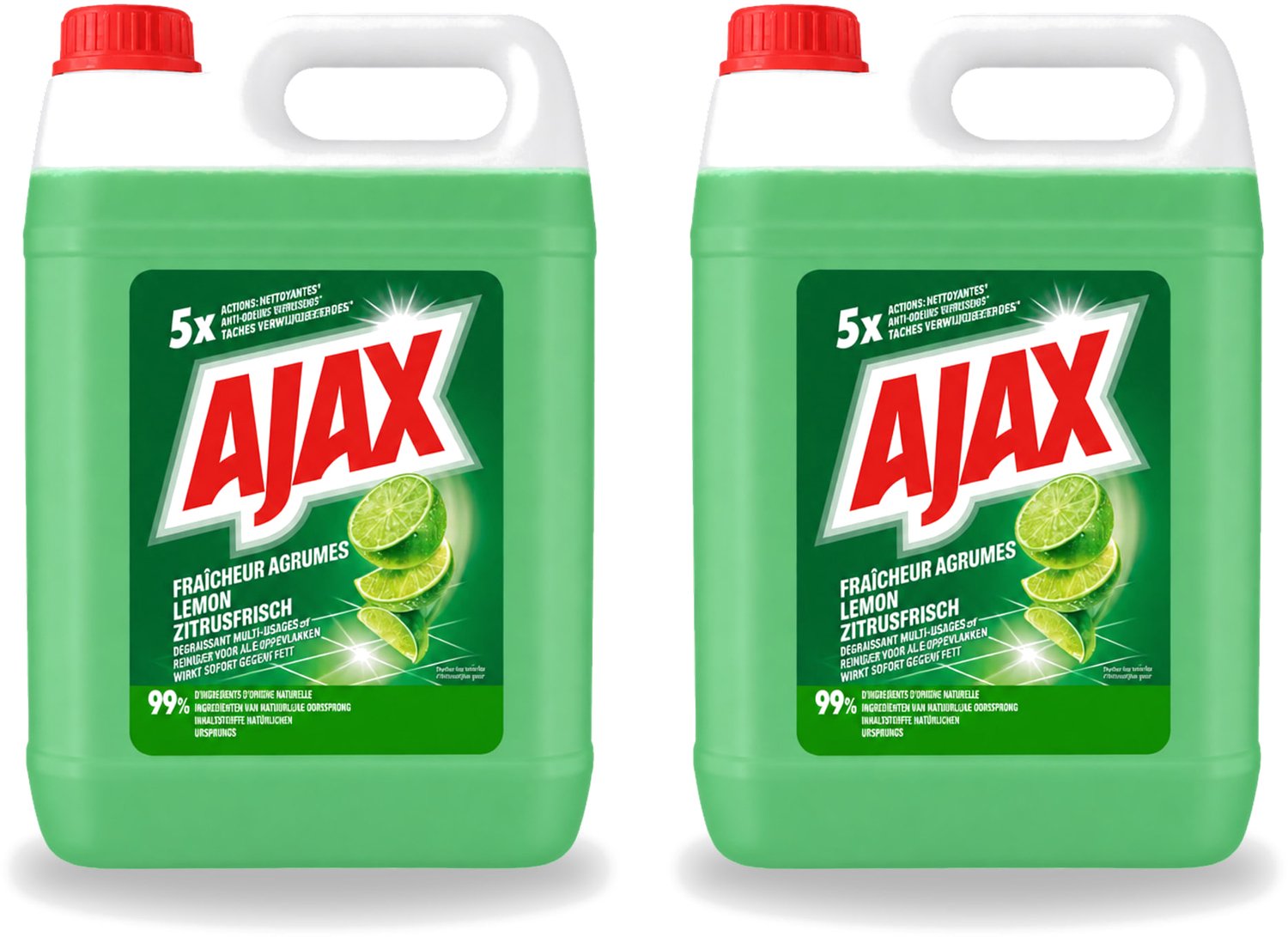 2 x Ajax – Allesreiniger – Limoen – 5000 ml - Voordeelverpakking - 2 stuks